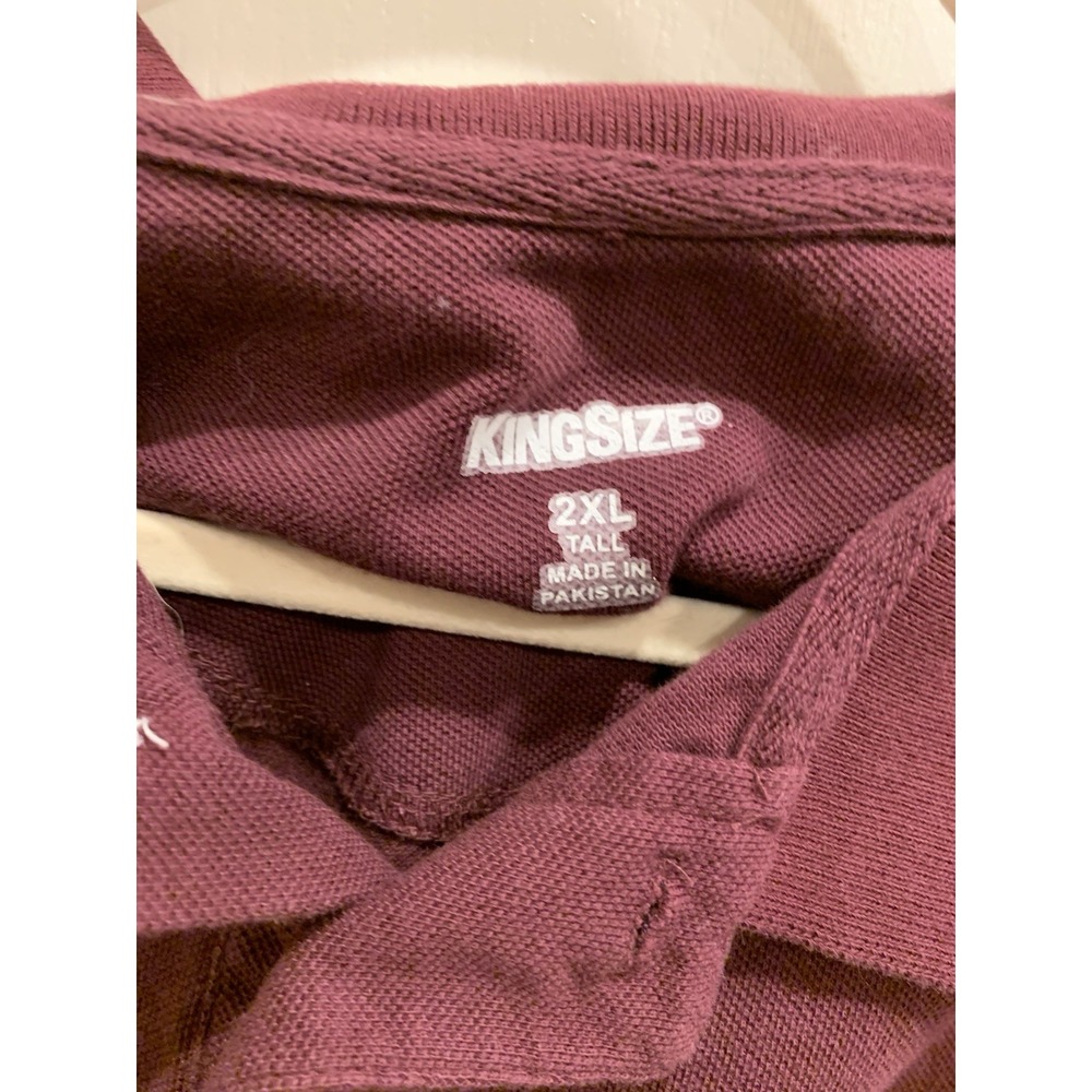 King size Short-sleeve‎ Polo Shirt Sz 2XLT Burgundy - Picture 3 of 5